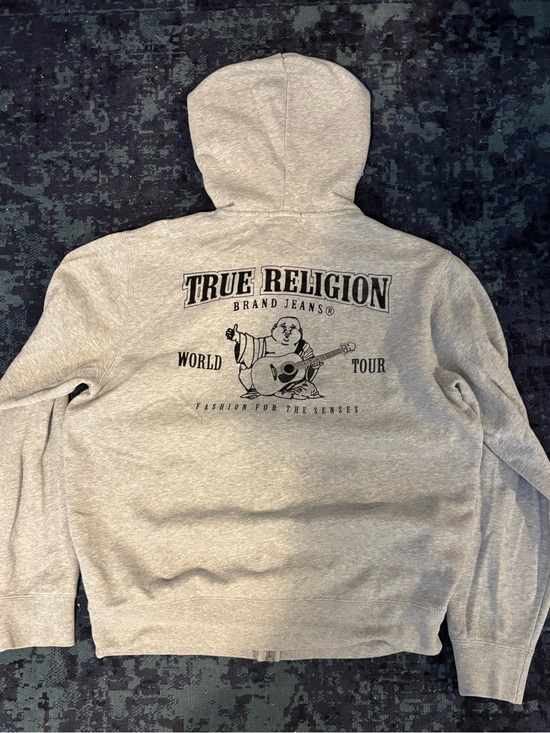 True Religion Other - True Religion Men's Light Gray Graphic Zip-Up Hoodie